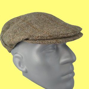 Men's Fox Derby Tweed Flat Cap ZH010 in GOLD STRIPE - CHOOSE SIZE